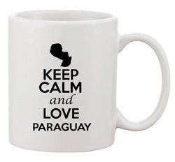 Keep Calm And Love Paraguay Country Map USA Patriotic Ceramic White Coffee Mug