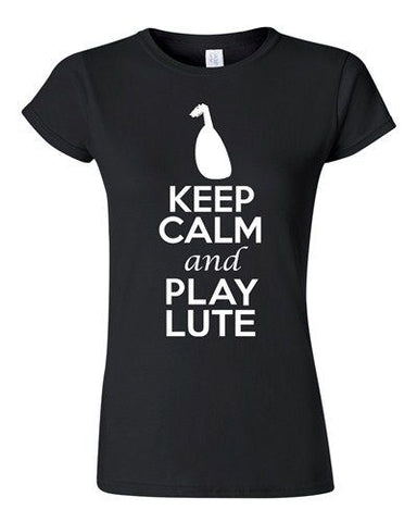 City Shirts Junior Keep Calm And Play Lute String Music Lover DT T-Shirt Tee