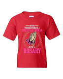 Never Underestimate A Christian Woman With A Rosary DT Youth Kids T-Shirt Tee