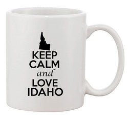 Keep Calm And Love Idaho Boise Country Map Patriotic Ceramic White Coffee Mug