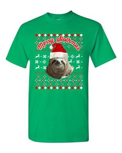 Merry Slothmas Sloth Animals Lazy Ugly Christmas Funny Adult DT T-Shirt Tee