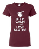 City Shirts Ladies Keep Calm And Love Sloth Funny Animal Lover DT T-Shirt Tee