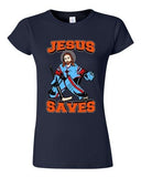 Junior New Jesus Saves Hockey Puck Jersey Sports Funny DT T-Shirt Tee