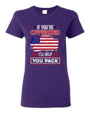Ladies If You're Offended I'll Help You Pack American Flag USA DT T-Shirt Tee