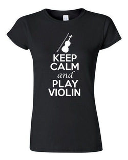 City Shirts Junior Keep Calm And Play Violin String Music Lover DT T-Shirt Tee