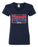 V-Neck Ladies Trump Pence 2016 Vote America Campaign Election (B) T-Shirt Tee