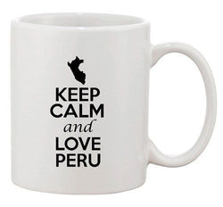 Keep Calm And Love Peru Lima Country Map USA Patriotic Ceramic White Coffee Mug