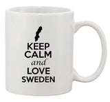 Keep Calm And Love Sweden Europe Country Map Patriotic Ceramic White Coffee Mug