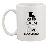 Keep Calm And Love Louisiana Country Map USA Patriotic Ceramic White Coffee Mug