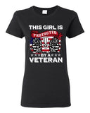 Ladies This Girl Is Protected By A Veteran USA Gun America Flag DT T-Shirt Tee