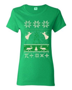 Ladies Math Mathematics Angels Deer Holiday Ugly Christmas Funny DT T-Shirt Tee