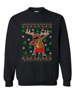 Rudolph Gangsta Sleigh Reindeer Cool Ugly Christmas Funny DT Crewneck Sweatshirt