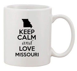 Keep Calm And Love Missouri Country Map USA Patriotic Ceramic White Coffee Mug