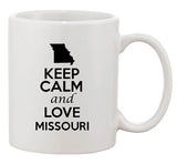 Keep Calm And Love Missouri Country Map USA Patriotic Ceramic White Coffee Mug