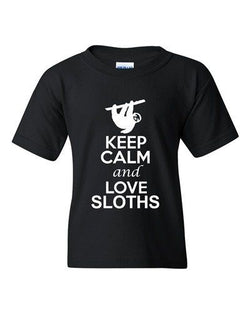 City Shirts Keep Calm And Love Sloths Animal Lover DT Youth Kids T-Shirt Tee