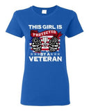Ladies This Girl Is Protected By A Veteran USA Gun America Flag DT T-Shirt Tee