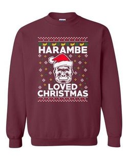Harambe Loved Christmas Gorilla Ape Ugly Xmas Funny DT Crewneck Sweatshirt