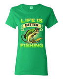 Ladies Life Is Better Fishing Fish Sea Sailing Animal Funny DT T-Shirt Tee