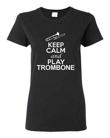 City Shirts Ladies Keep Calm And Play Trombone Brass Music Lover DT T-Shirt Tee