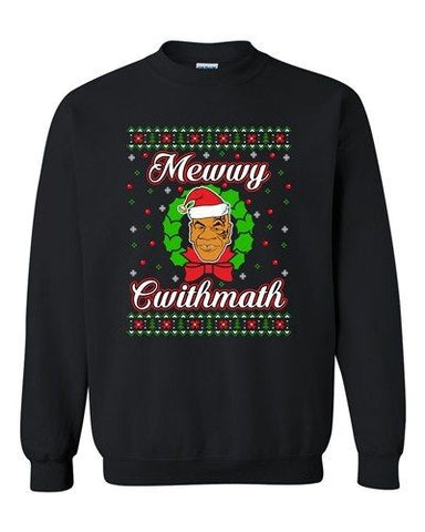 Mewwy Cwithmath Xmas Tyson Boxer Ugly Christmas Funny DT Crewneck Sweatshirt