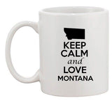 Keep Calm And Love Montana Country Map Nation Patriotic Ceramic White Coffee Mug