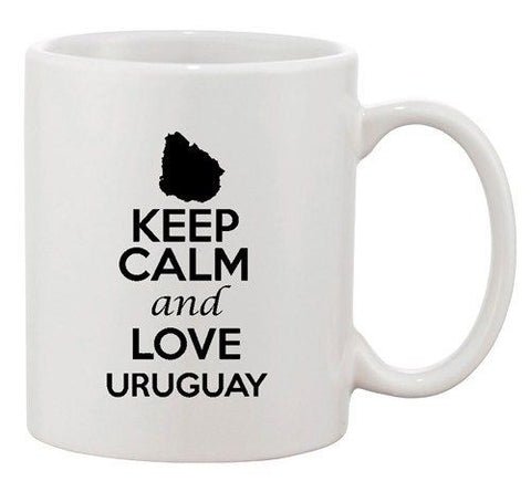 Keep Calm And Love Uruguay Country Map USA Patriotic Ceramic White Coffee Mug