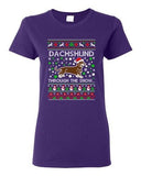 Ladies Dachshund Through The Snow Dog Hat Ugly Christmas Funny DT T-Shirt Tee