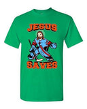 New Jesus Saves Hockey Puck Sports Jersey Funny DT Adult T-Shirt Tee