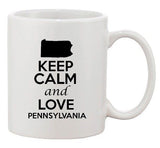 Keep Calm And Love Pennsylvania Country Map Patriotic Ceramic White Coffee Mug
