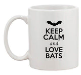 Keep Calm And Love Bats Wings Animal Lover Funny Ceramic White Coffee Mug