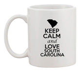 Keep Calm And Love South Carolina Country Map Patriotic Ceramic White Coffee Mug
