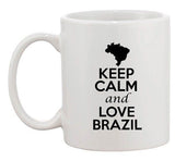 Keep Calm And Love Brazil Country Map USA Patriotic Ceramic White Coffee Mug