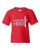 Winter Is Here Sword TV Parody Funny DT Youth Kids T-Shirt Tee