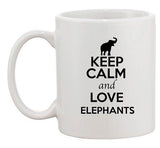 Keep Calm And Love Elephants Safari Animal Lover Funny Ceramic White Coffee Mug
