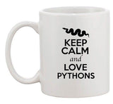 Keep Calm And Love Pythons Snake Animal Lover Funny Ceramic White Coffee Mug