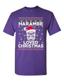 Harambe Loved Christmas Gorilla Ugly Xmas Animal Funny Adult DT T-Shirt Tee