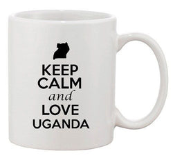 Keep Calm And Love Uganda Africa Country Map Patriotic Ceramic White Coffee Mug