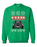 Skull Vintage Car Race Ugly Christmas Holiday Gift Funny DT Crewneck Sweatshirt