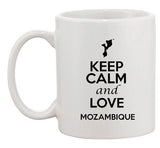 Keep Calm And Love Mozambique Country Map Patriotic Ceramic White Coffee Mug