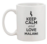Keep Calm And Love Malawi Africa Country Map Patriotic Ceramic White Coffee Mug