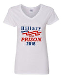 V-Neck Ladies Hillary For Prison 2016 President Election Politics T-Shirt Tee