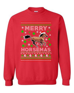 Merry Horsemas Horse Animals Ride Ugly Christmas Funny DT Crewneck Sweatshirt