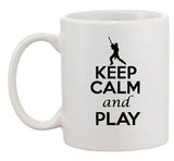 Keep Calm And Play Guitar Guitarist Band Music Funny Ceramic White Coffee Mug