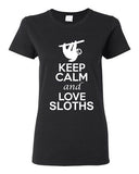 City Shirts Ladies Keep Calm And Love Sloth Funny Animal Lover DT T-Shirt Tee