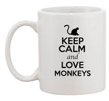 Keep Calm And Love Monkeys Ape Wild Animal Lover Funny Ceramic White Coffee Mug