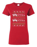 Ladies Truck Sleigh Santa Reindeer Ugly Christmas Gift Funny DT T-Shirt Tee