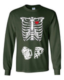 Long Sleeve Adult T-Shirt Skeleton Pizza And Beer Alcohol Drunk Funny DT