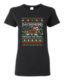 Ladies Dachshund Through The Snow Dog Hat Ugly Christmas Funny DT T-Shirt Tee