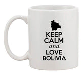 Keep Calm And Love Bolivia Country Map USA Patriotic Ceramic White Coffee Mug