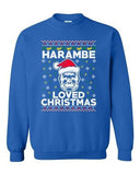 Harambe Loved Christmas Gorilla Ape Ugly Xmas Funny DT Crewneck Sweatshirt